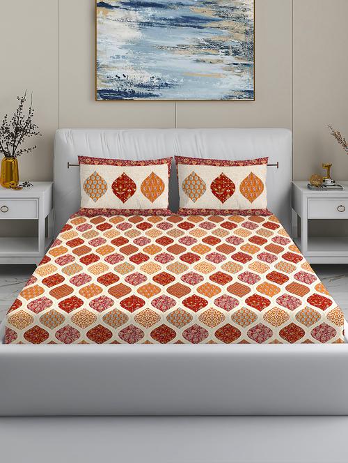 modefe 144 tc cotton 1 king bedsheet with 2 pillow covers - 21571571 -  Standard Image - 0