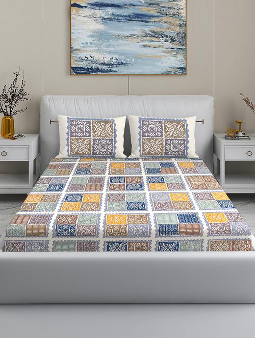 modefe 144 tc cotton 1 king bedsheet with 2 pillow covers - 21571575 - Standard Image - 0