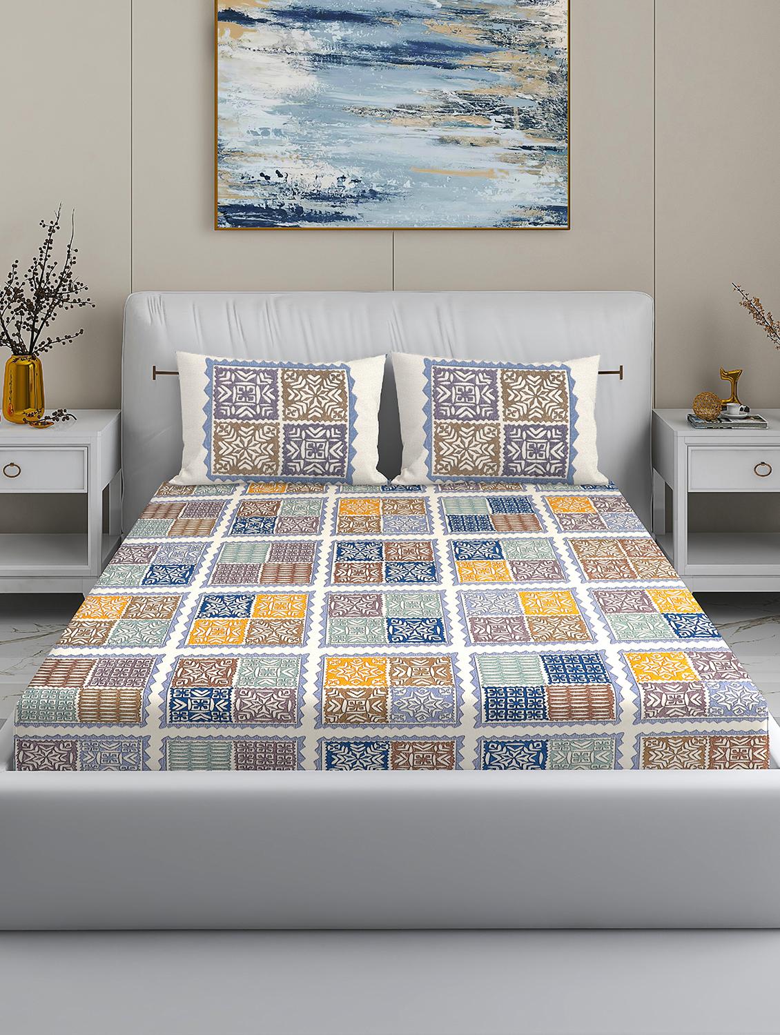 modefe 144 tc cotton 1 king bedsheet with 2 pillow covers - 21571575 - Zoom Image - 0