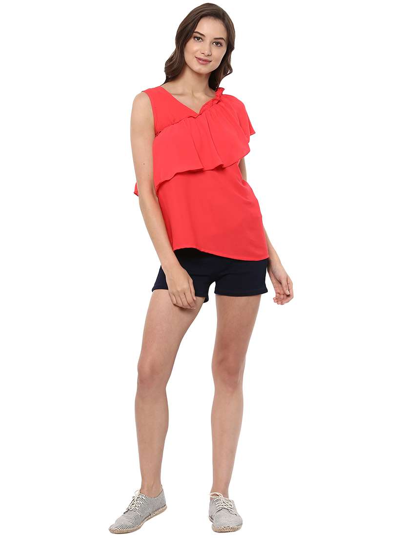 women red solid regular top - 21571609 -  Standard Image - 4