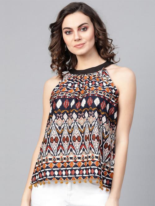 women halter neck printed regular top - 21571614 -  Standard Image - 0