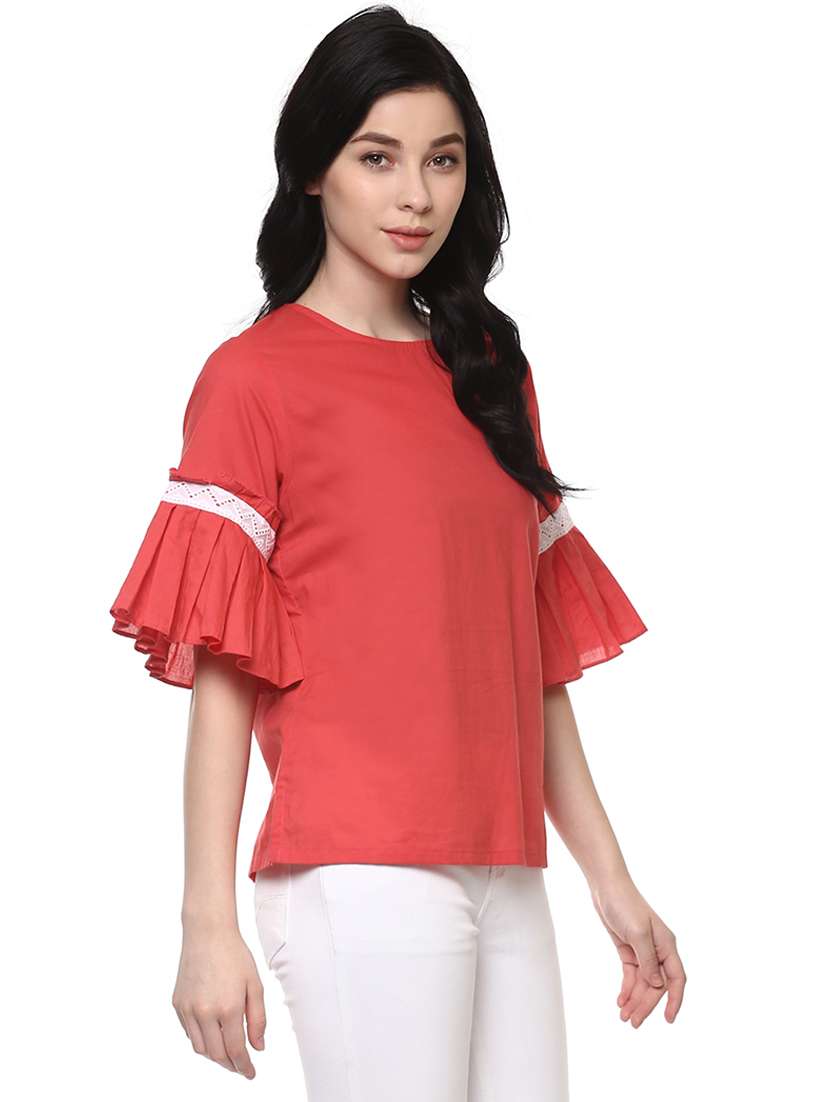 women coral solid regular top - 21571618 - Standard Image - 1