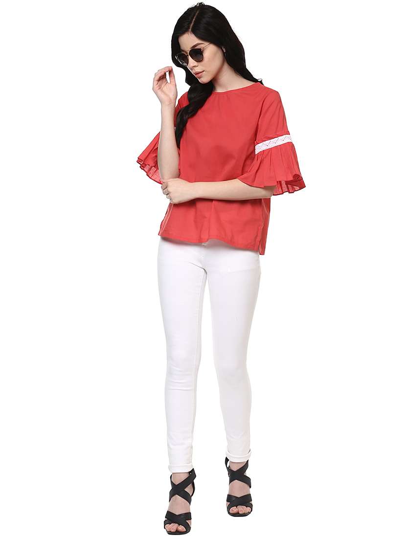 women coral solid regular top - 21571618 - Standard Image - 4