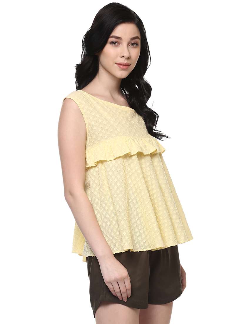 women yellow self-designed regular top - 21571620 - Standard Image - 1