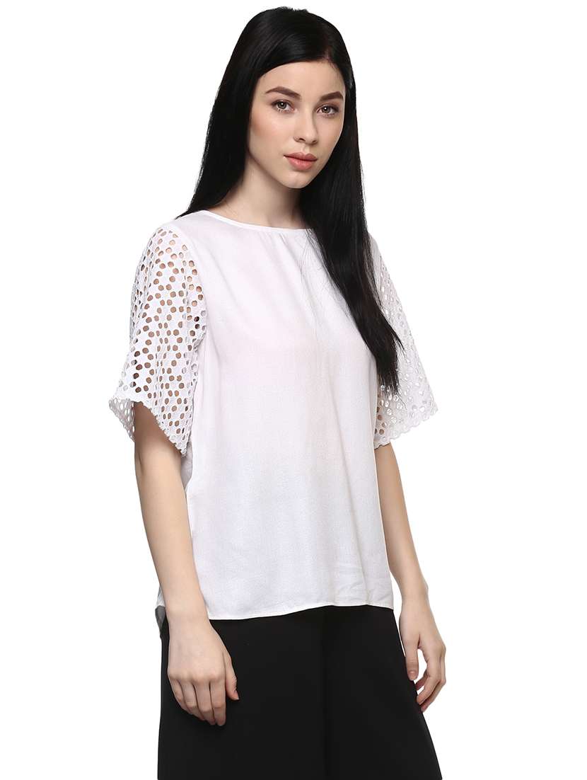 women white solid regular top - 21571622 -  Standard Image - 1