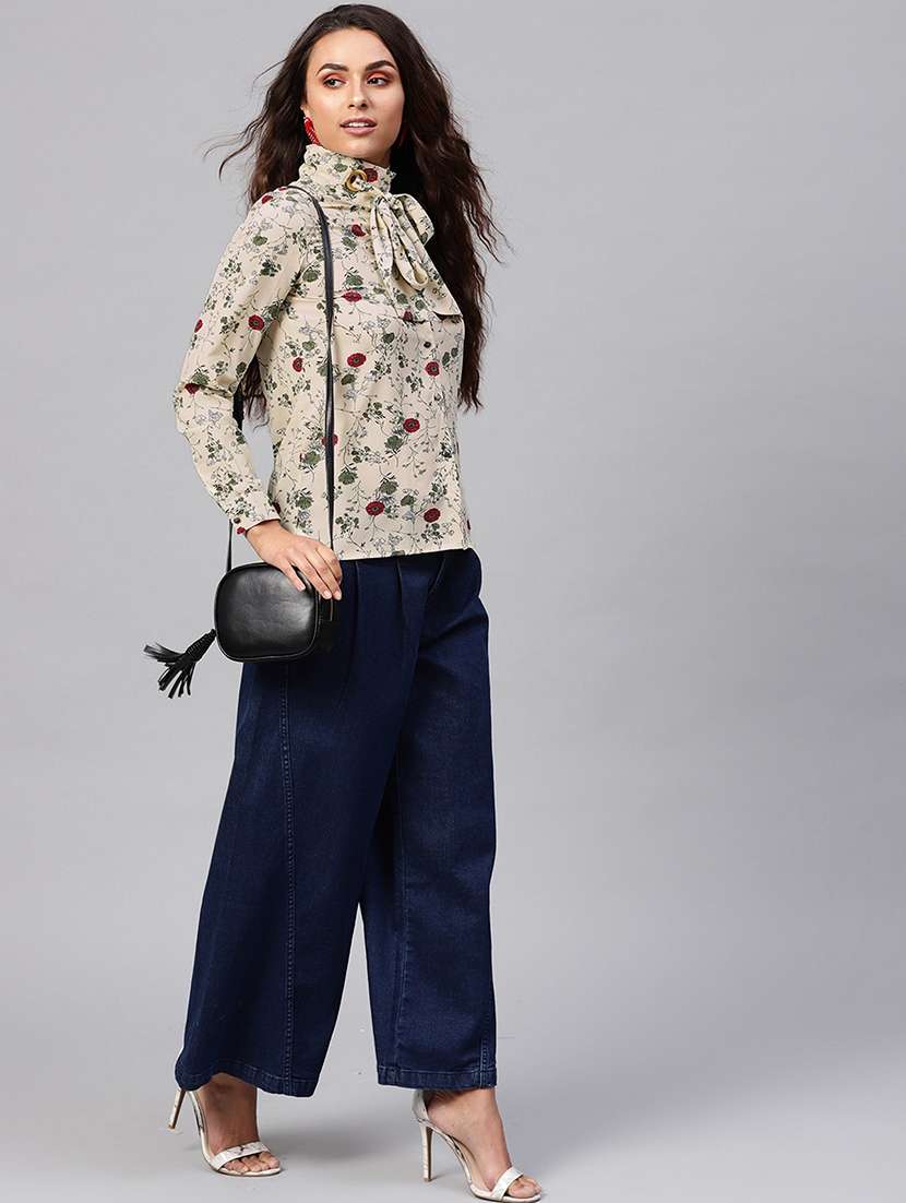 women beige printed regular top - 21571642 - Standard Image - 4