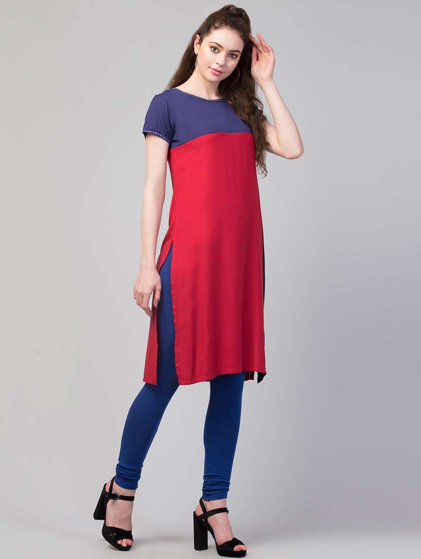 women cape sleeve round neck straight kurta - 21571699 -  Standard Image - 1