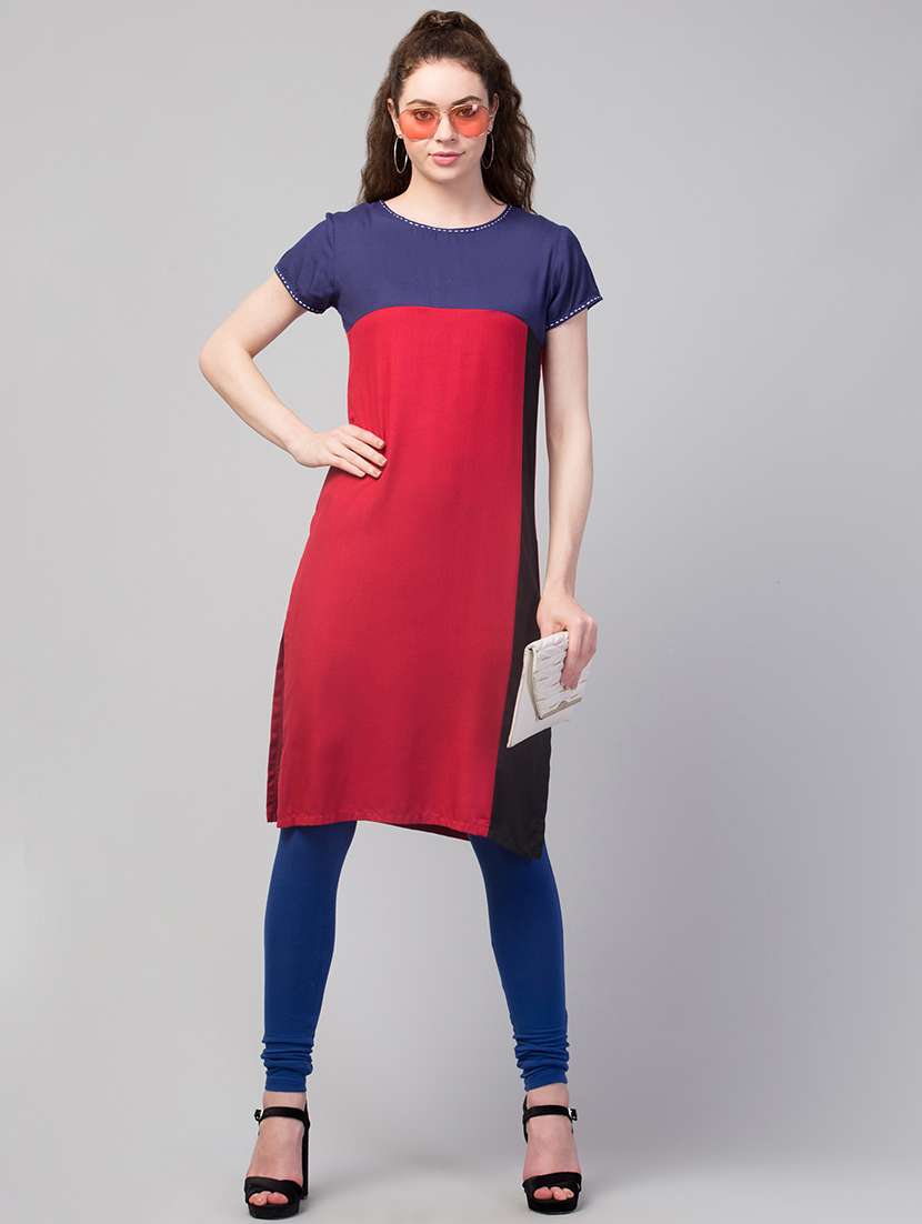 women cape sleeve round neck straight kurta - 21571699 -  Standard Image - 4