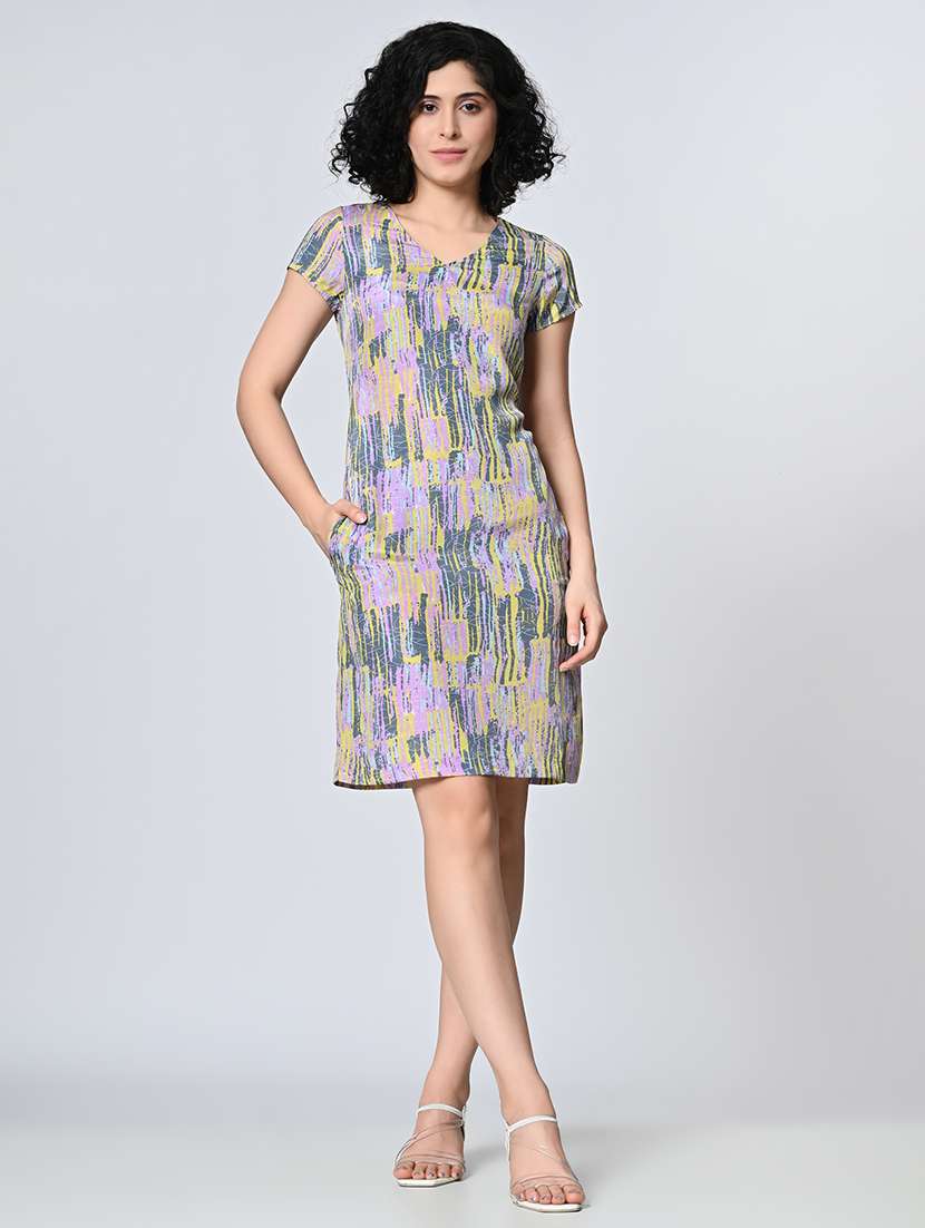 women printed short sleeve shift dress - 21571965 - Zoom Image - 0
