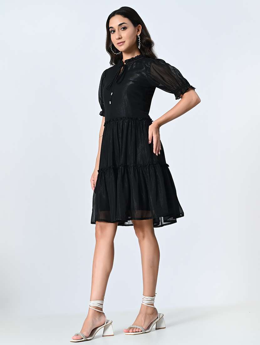 women black self-designed tiered dress - 21571973 -  Standard Image - 1