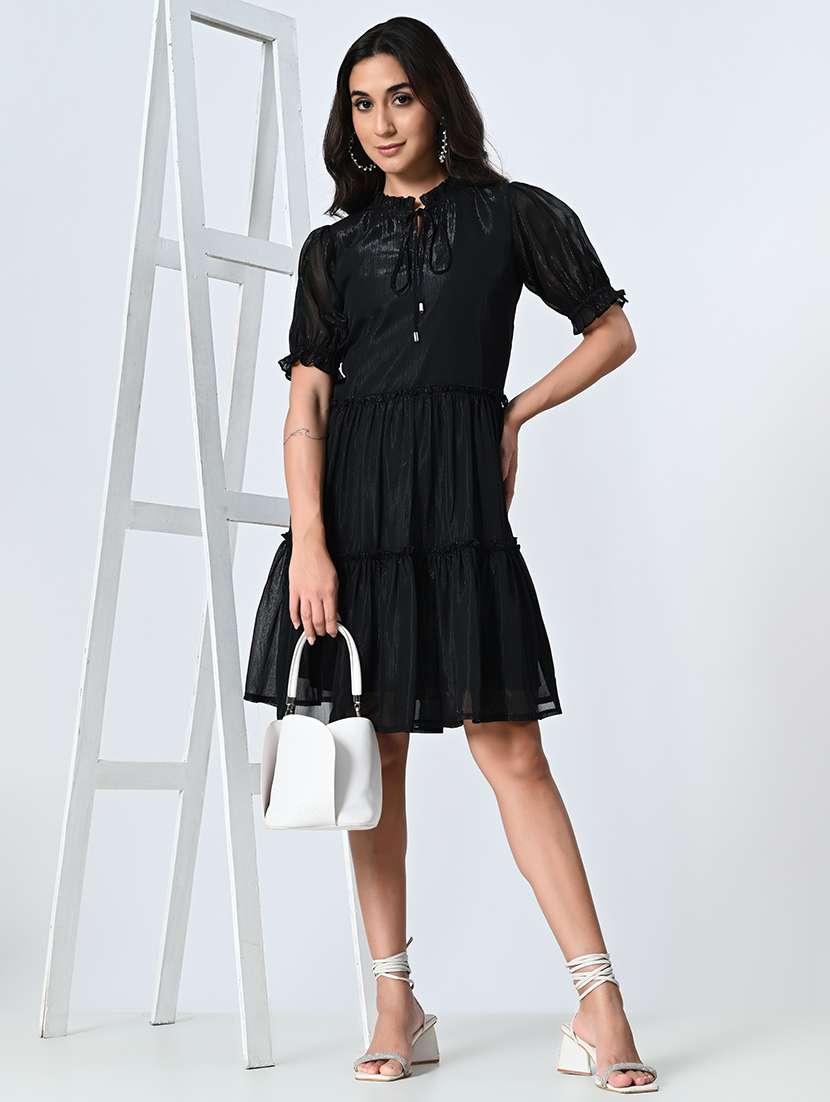 women black self-designed tiered dress - 21571973 -  Standard Image - 4