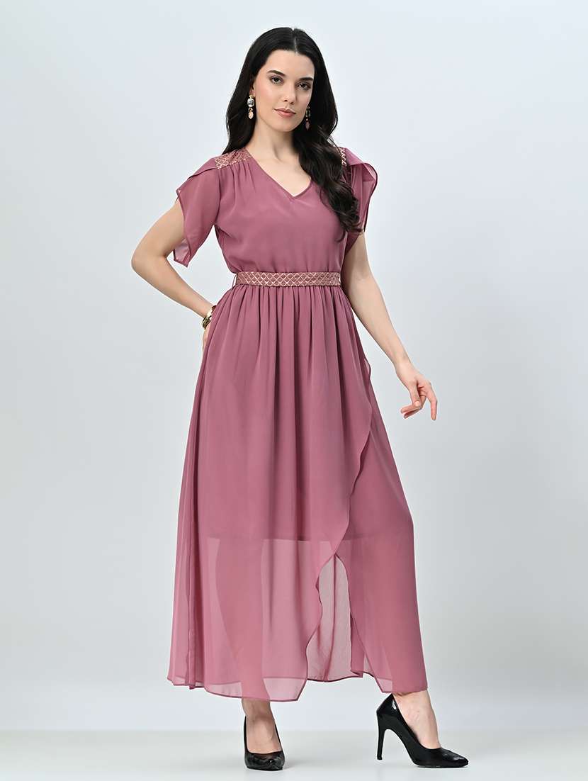 women pink solid a-line dress - 21571977 -  Standard Image - 1