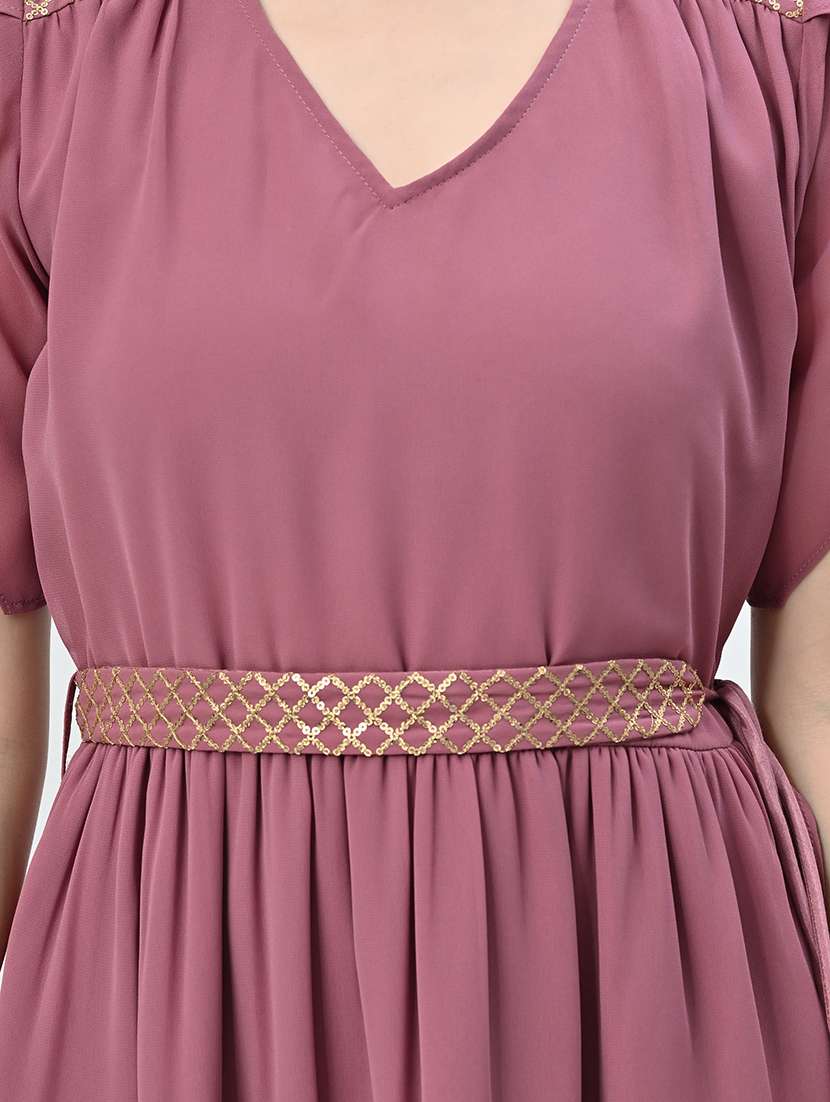 women pink solid a-line dress - 21571977 -  Standard Image - 4