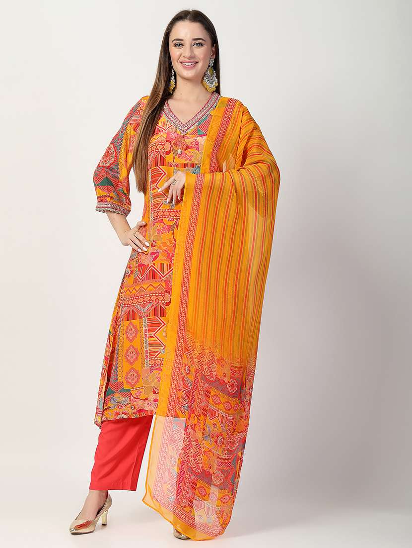 women printed kurta pant set with dupatta - 21572048 -  Standard Image - 1