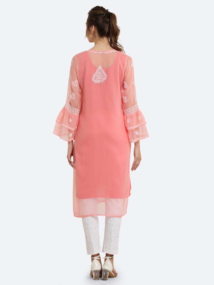 women solid with work chikankari straight kurta - 21572056 -  Standard Image - 4