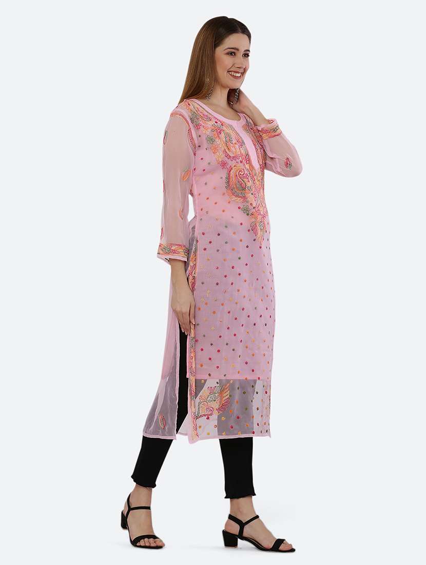 Women Chikankari Round Neck Kurta