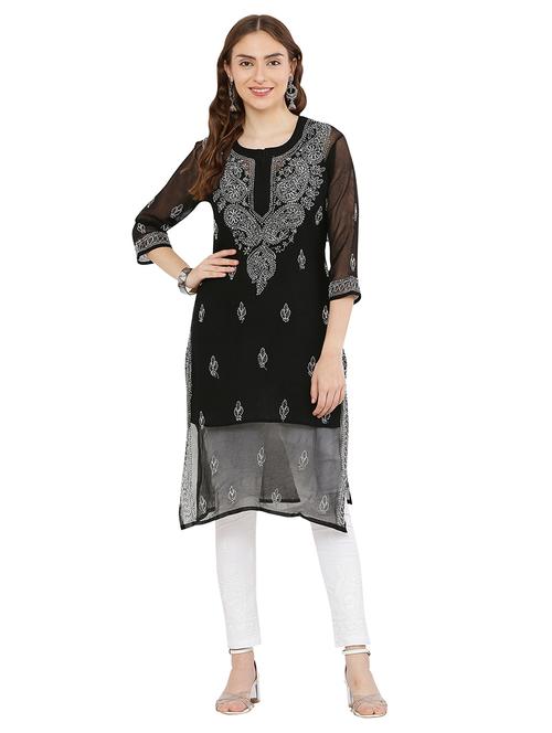 women chikankari round neck kurta - 21572073 -  Standard Image - 0