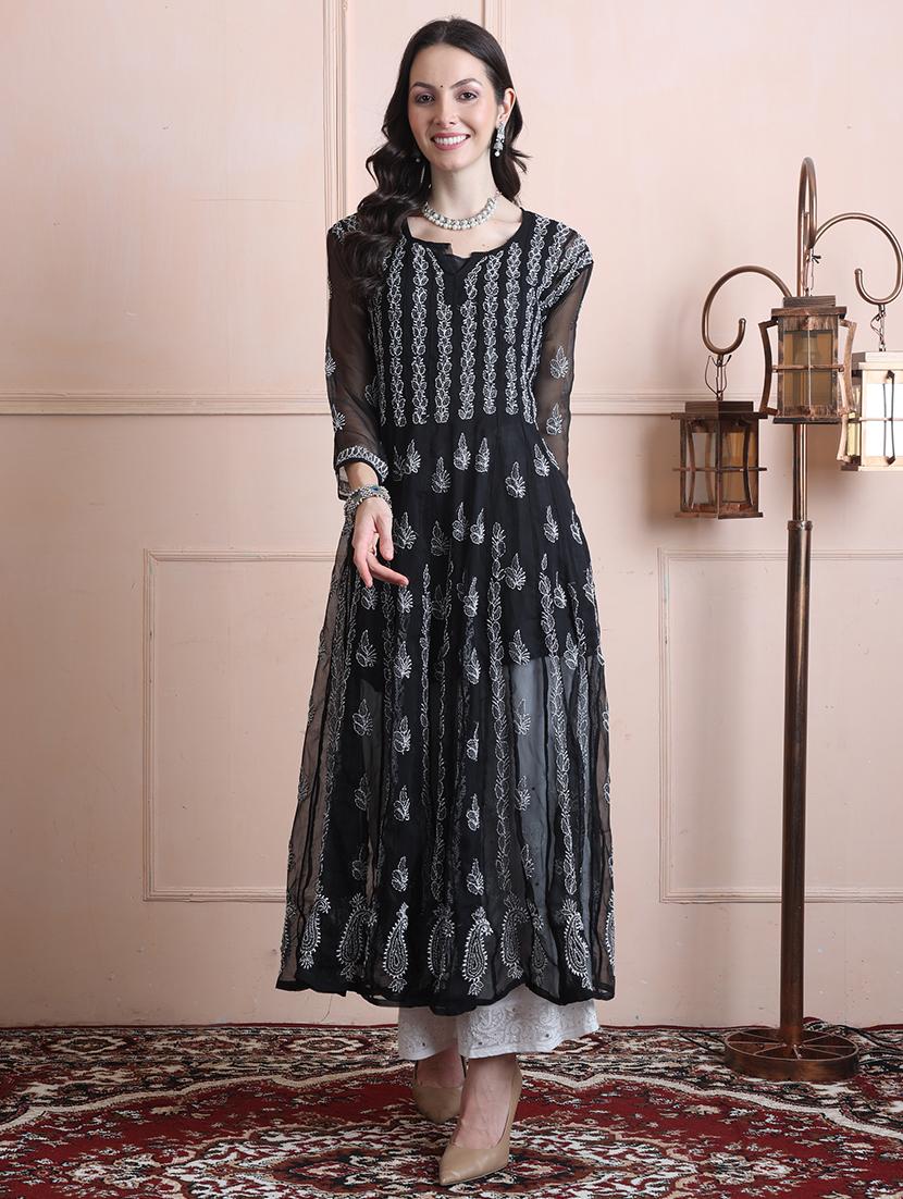 women chikankari round neck kurta - 21572094 - Zoom Image - 0