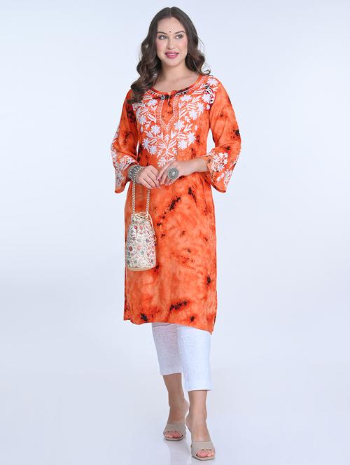 women chikankari round neck kurta - 21572113 -  Standard Image - 0