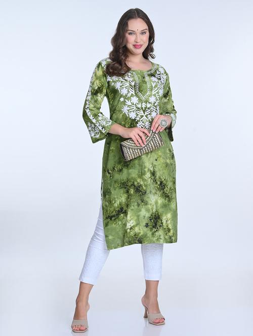 women chikankari round neck kurta - 21572116 -  Standard Image - 0