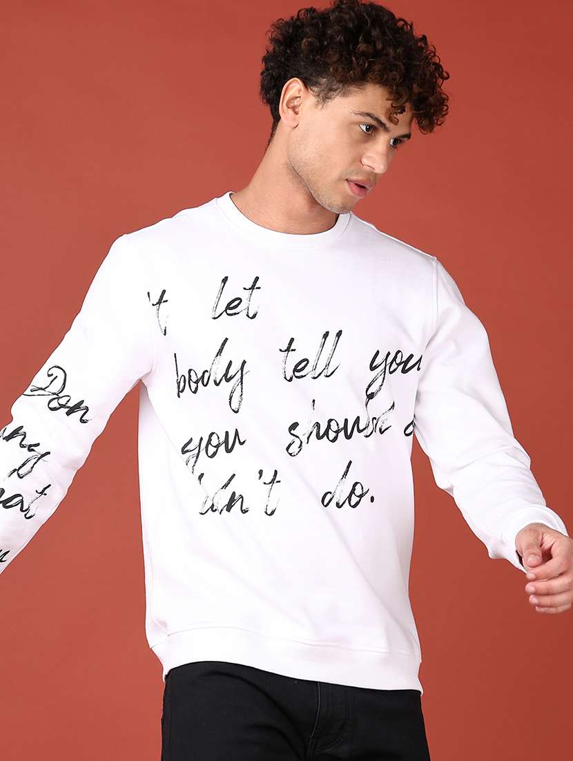 men long sleeves front print sweatshirt - 21572155 -  Standard Image - 1