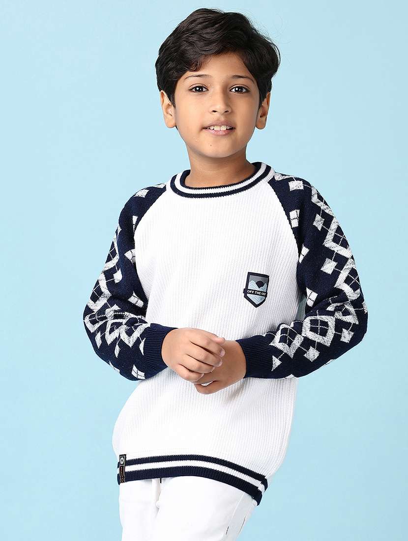 boys self design long sleeve pullover sweater - 21572160 -  Standard Image - 1