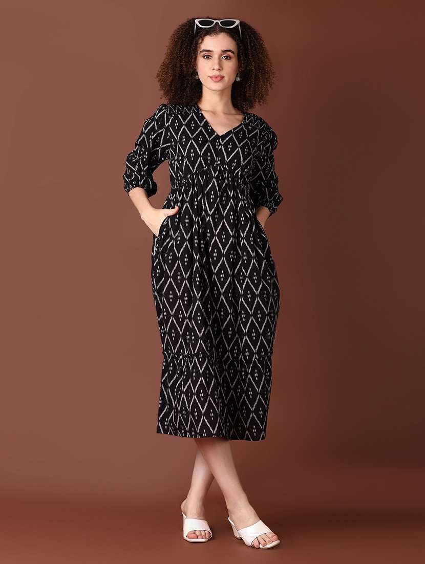 women black printed a-line ethnic dress - 21572218 -  Standard Image - 1