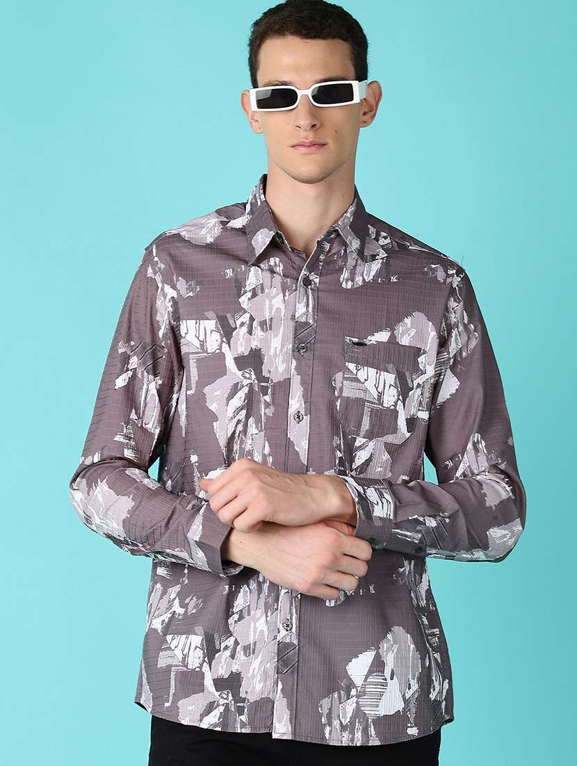 men long sleeves printed casual shirt - 21572221 -  Standard Image - 1