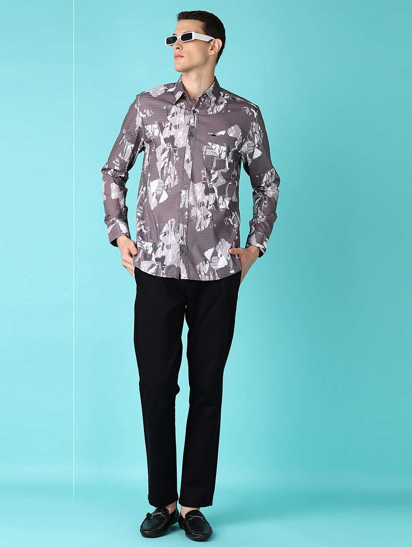 men long sleeves printed casual shirt - 21572221 -  Standard Image - 4