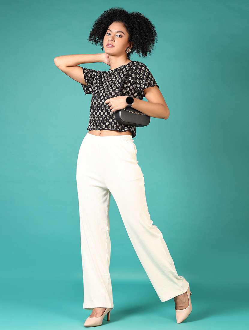 women self design short sleeve crop top - 21572230 -  Standard Image - 4