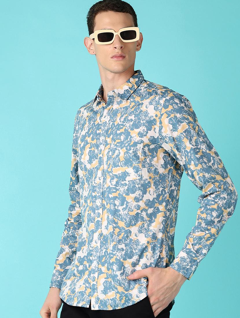 men printed collared long sleeves casual shirt - 21572233 -  Standard Image - 1