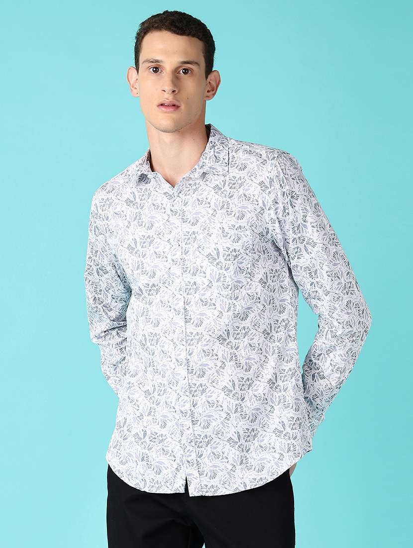 men printed collared long sleeves casual shirt - 21572245 - Zoom Image - 0