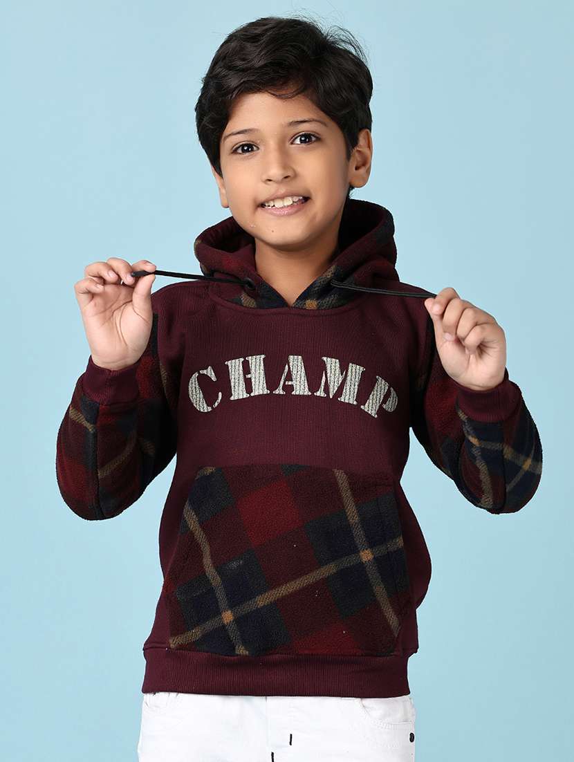 boys printed long sleeve hooded sweatshirt