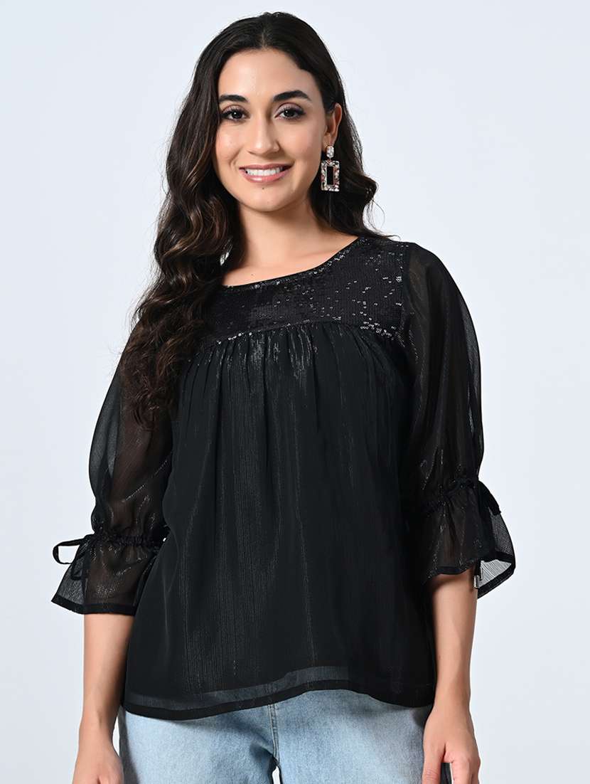 women black embellished regular top - 21572418 -  Zoom Image - 0