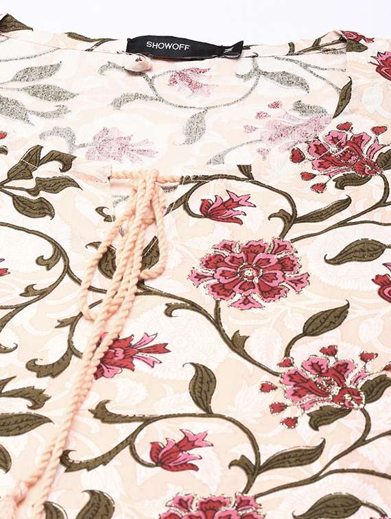 women peach floral print straight kurti - 21573042 -  Standard Image - 6