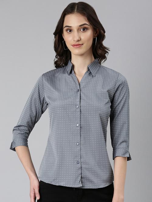 women polka doted collared regular shirt - 21573046 -  Standard Image - 0