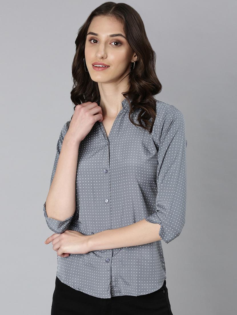 women polka doted collared regular shirt - 21573046 -  Standard Image - 1