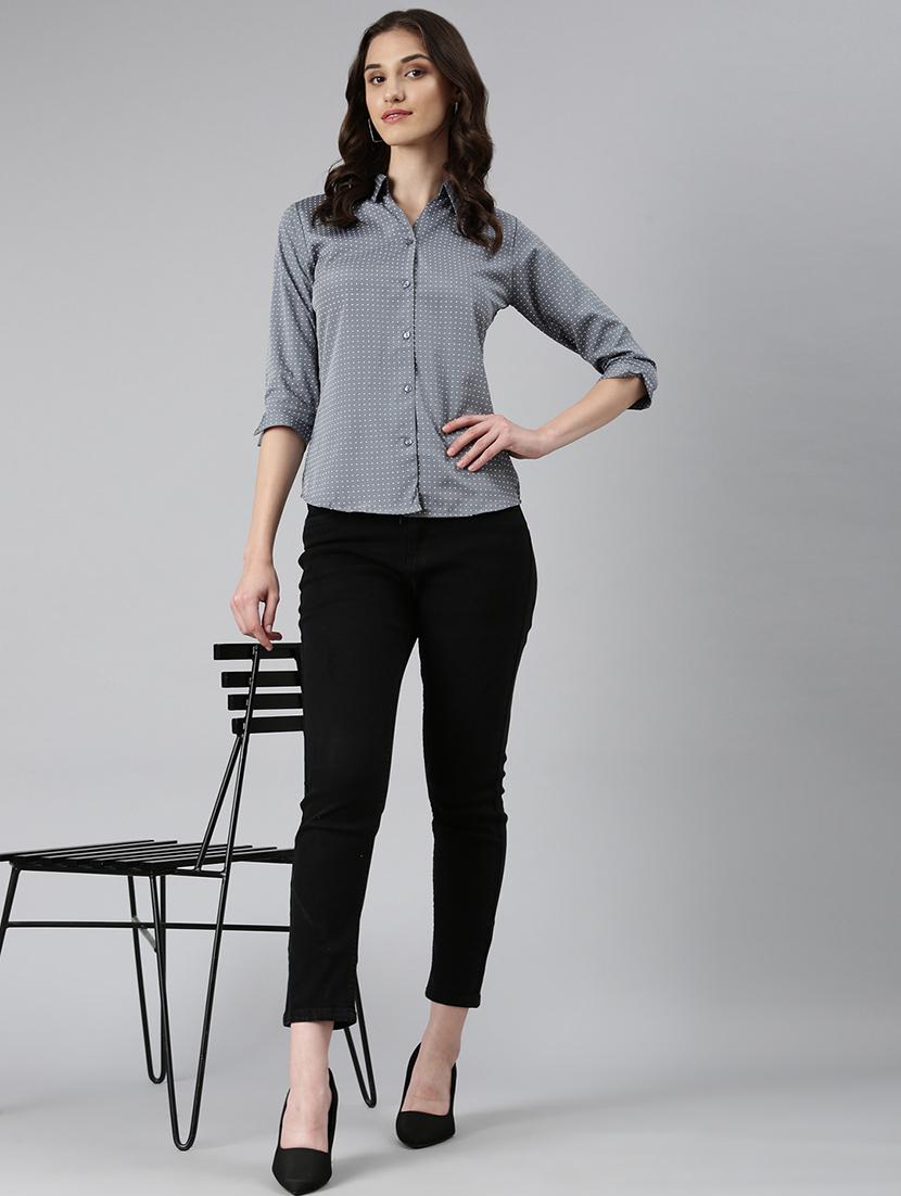 women polka doted collared regular shirt - 21573046 - Standard Image - 4
