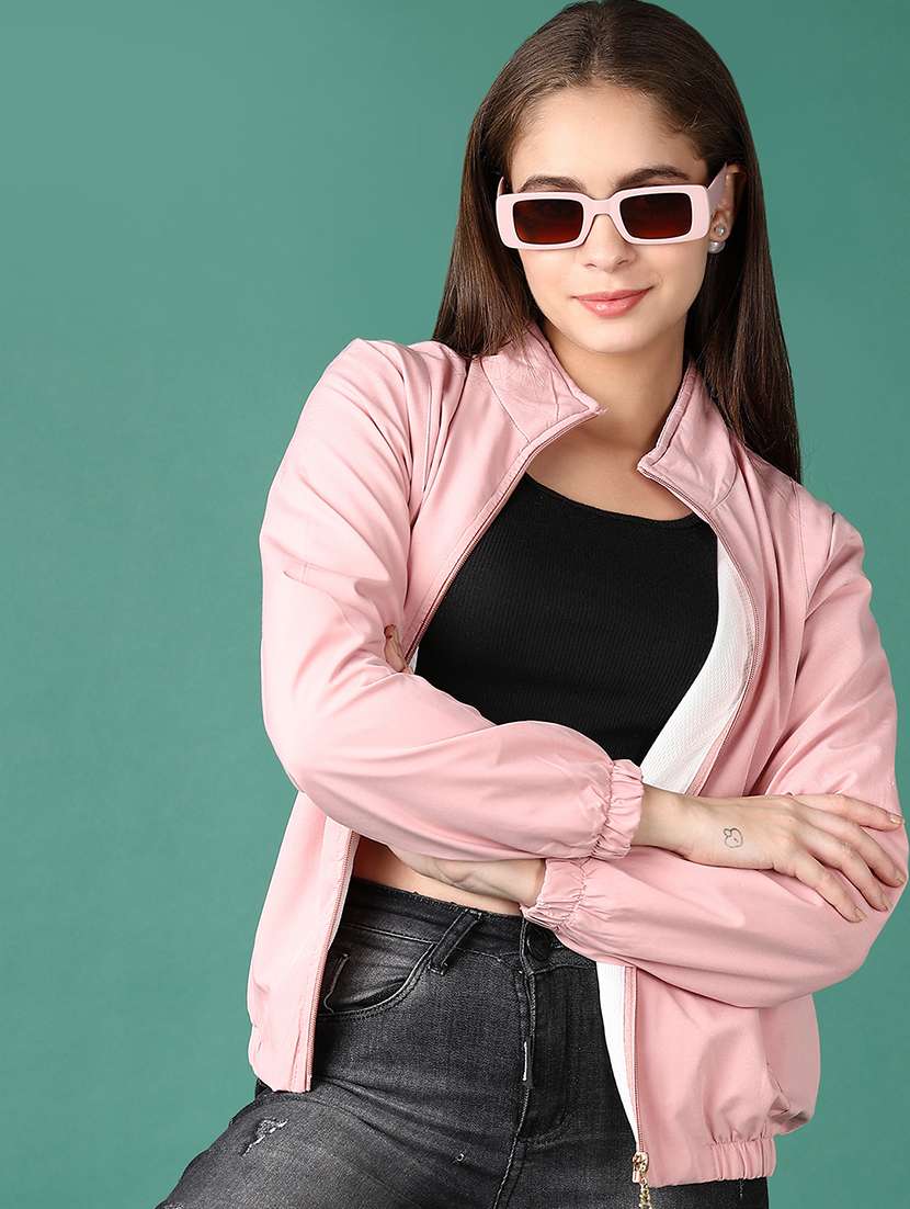 women solid long sleeve windcheater jacket - 21573074 -  Standard Image - 1