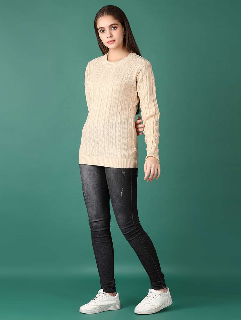 women long sleeves self design pullover - 21573076 -  Standard Image - 4