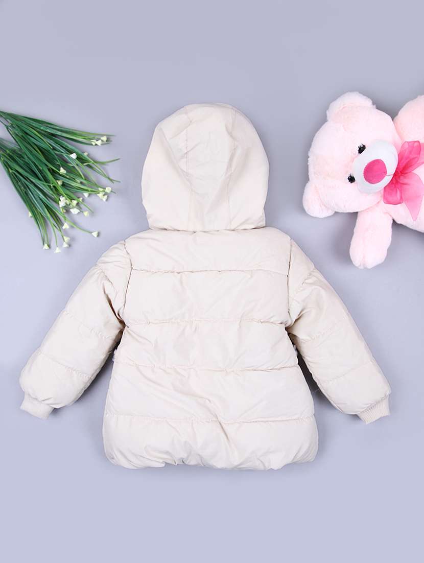 girls solid hooded quilted jacket - 21573081 -  Standard Image - 1