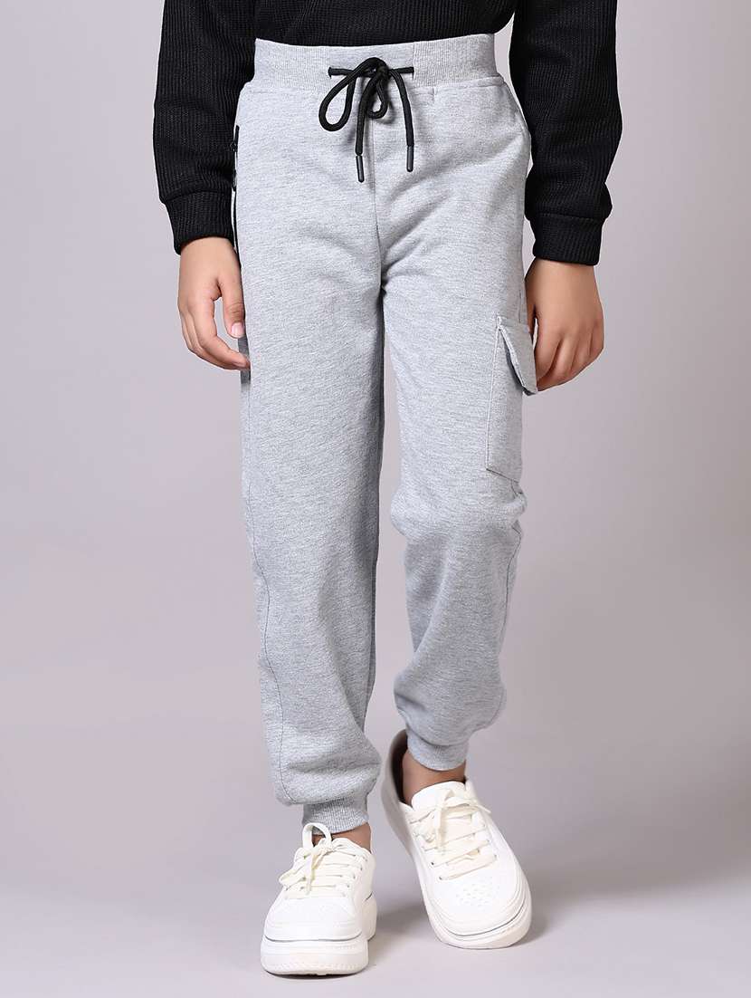 boys grey solid mid rise jogger - 21573118 -  Standard Image - 1