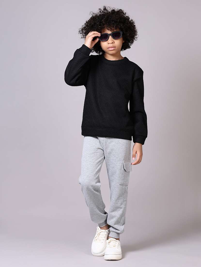 boys grey solid mid rise jogger - 21573118 -  Standard Image - 4