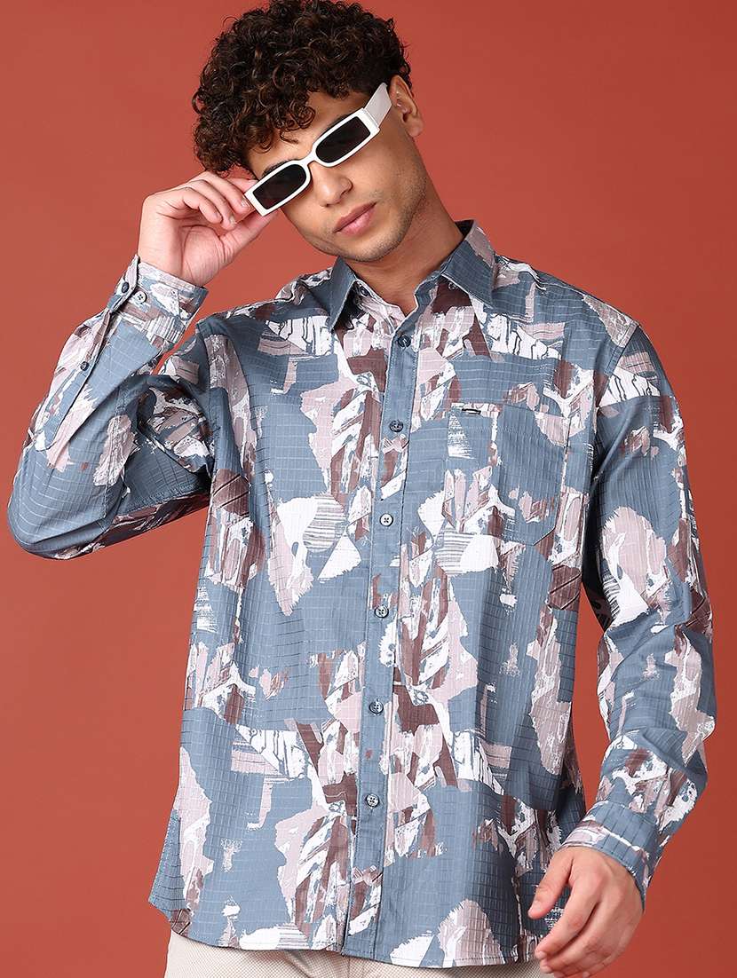 men long sleeves printed casual shirt - 21573134 - Standard Image - 1