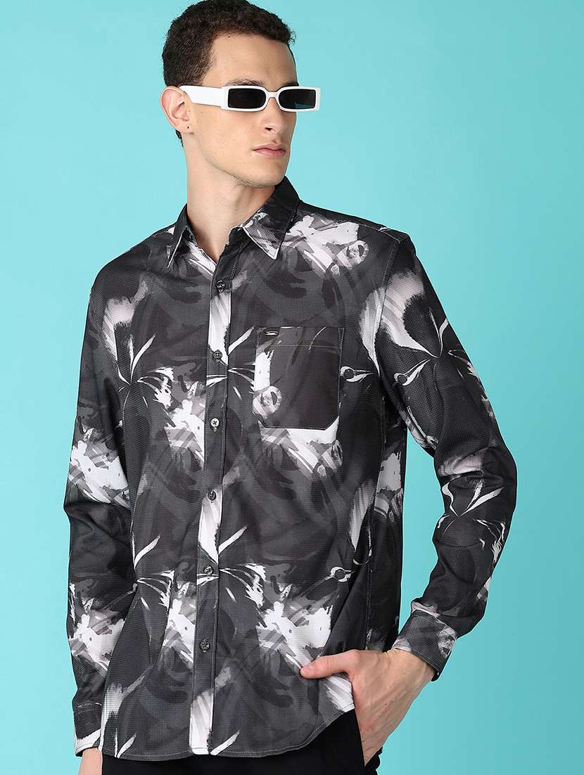 men long sleeves printed casual shirt - 21573135 -  Standard Image - 1