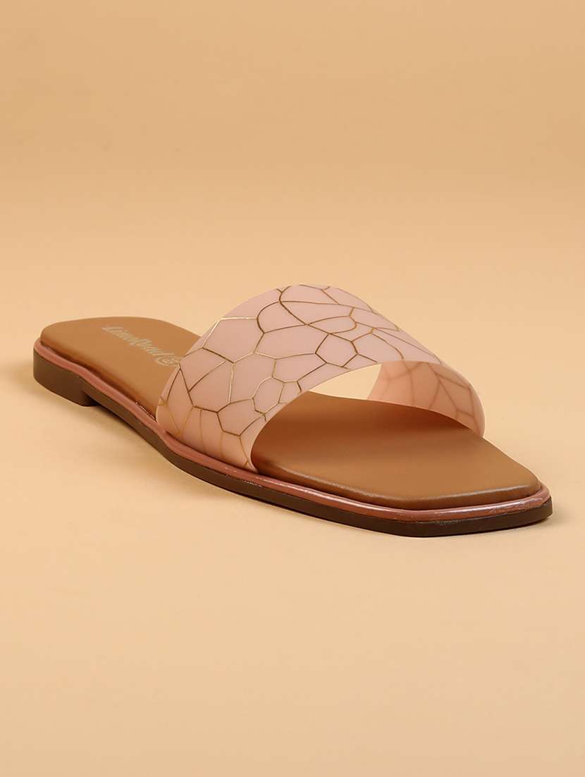 women peach slip on sandal - 21573139 -  Standard Image - 1