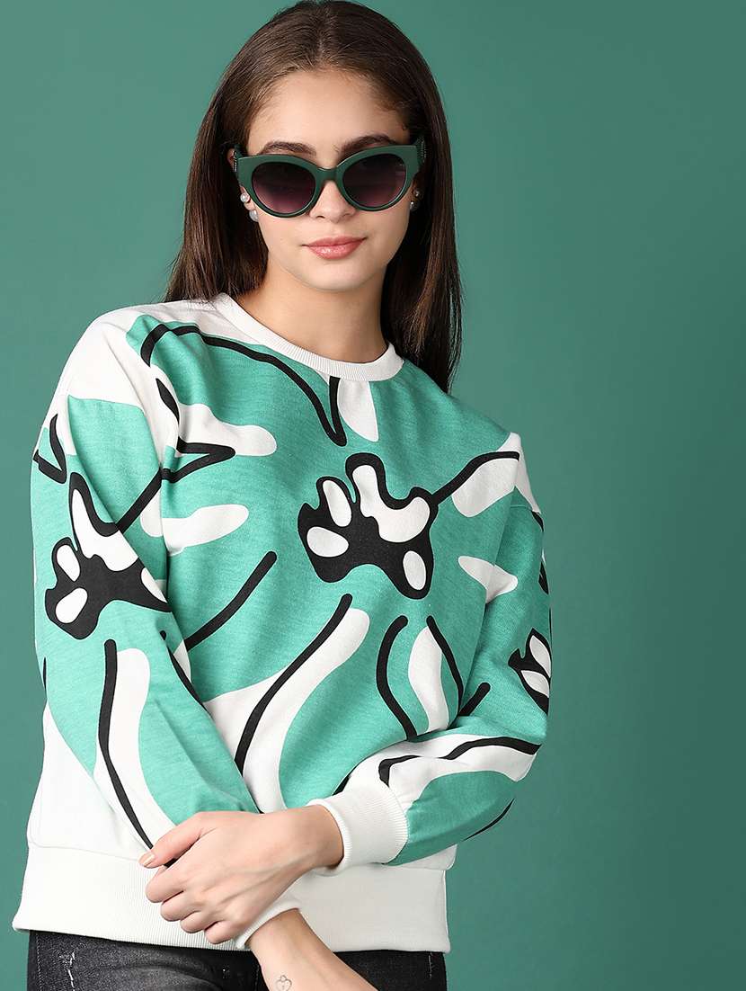 women front print long sleeves sweatshirt - 21573143 -  Standard Image - 1