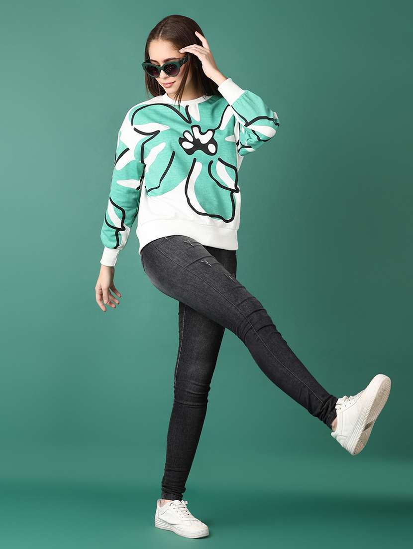 women front print long sleeves sweatshirt - 21573143 -  Standard Image - 4