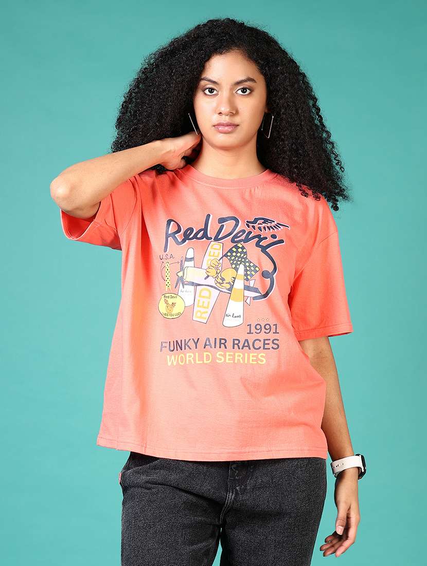 women front print short sleeve t-shirt