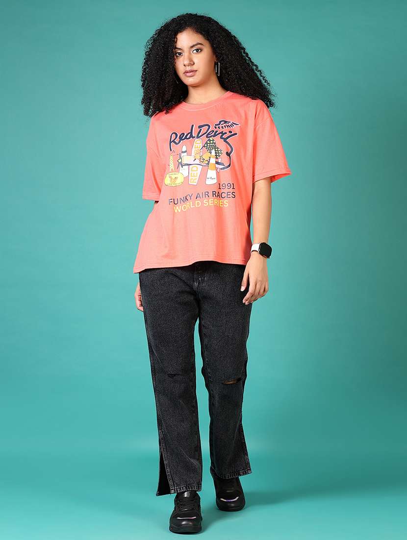women front print short sleeve t-shirt - 21573152 -  Standard Image - 4